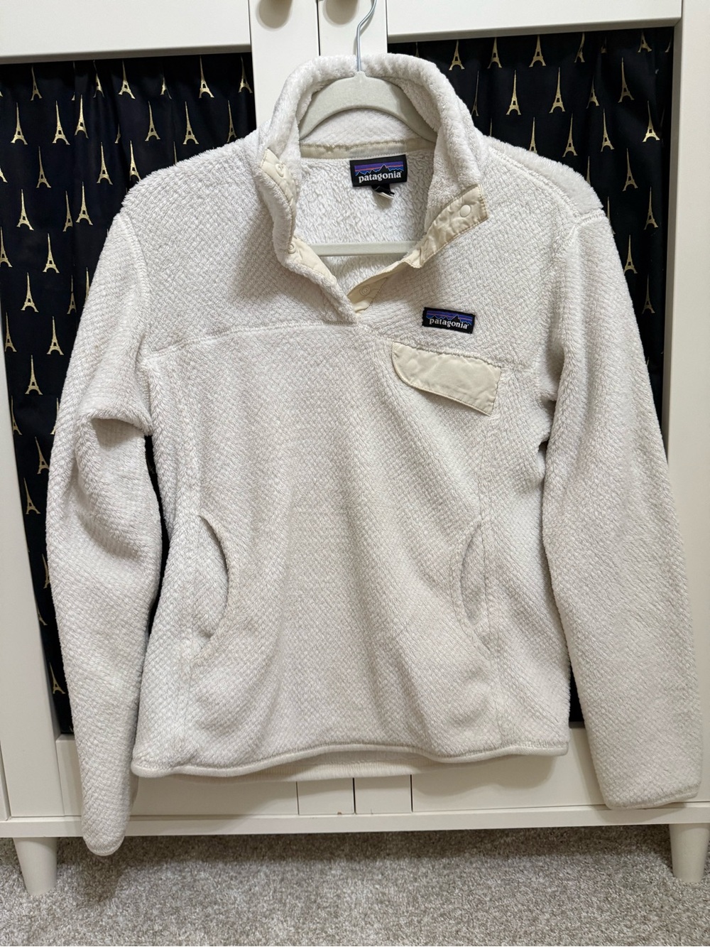 Patagonia Cream Textured Fleece Snap-Front Pullover